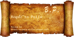Bogáts Polla névjegykártya